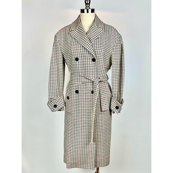 MAJE PRINCE OF WALES CHECKED TWILL TRENCH COAT IN BEIGE FR 36 US 4 - Picture 4 of 11